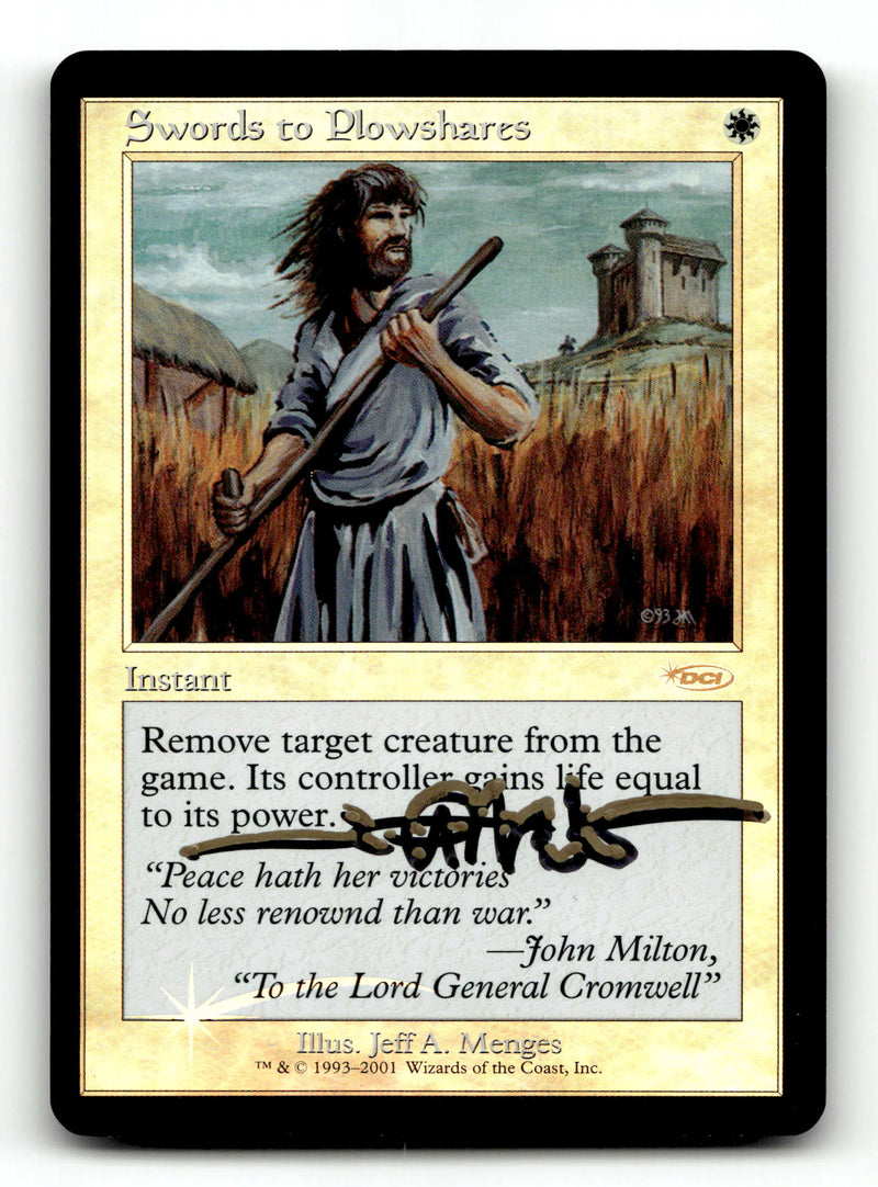 Swords to Plowshares [Friday Night Magic 2001] Foil (Artist Signed) - Scan (LB-039) High End MTG Single Magic: The Gathering