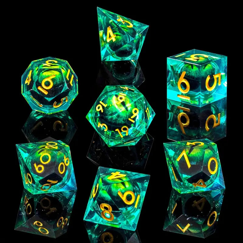Seriously Good Dice: Dragon's Eye 7 Die Set w/bag "Emerald Dragon" Dice & Gaming Accessories Taps Imports
