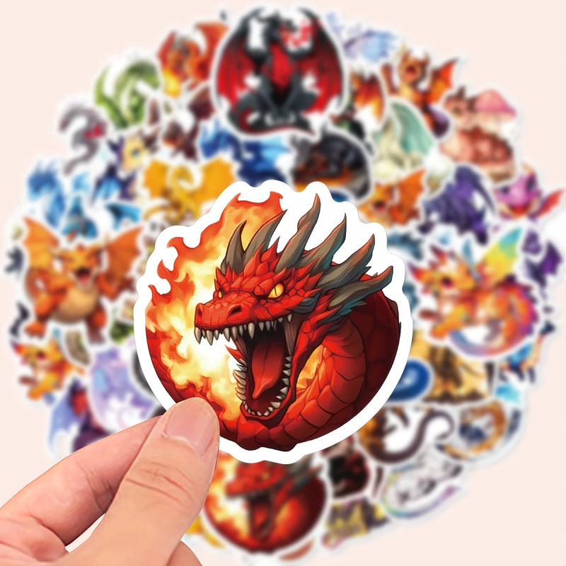 "Dragons" Vinyl Decals 5pc Set Stickers, Pins & Patches Taps Imports