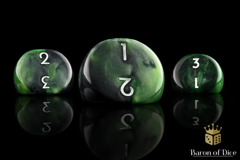 Baron of Dice: "Green" D3 Dice 5 Pack Dice & Gaming Accessories Baron of Dice