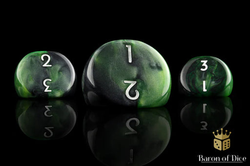 Baron of Dice: "Green" D3 Dice 5 Pack Dice & Gaming Accessories Baron of Dice