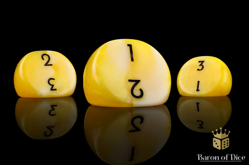 Baron of Dice: "Yellow" D3 Dice 5 Pack Dice & Gaming Accessories Baron of Dice
