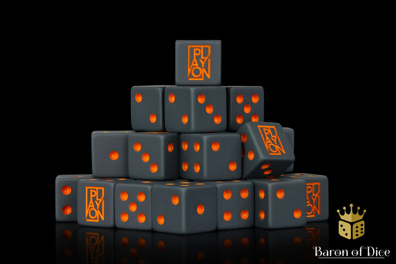Baron of Dice: "Play On - Grey" 25x16mm Square Corner Dice Dice & Gaming Accessories Baron of Dice