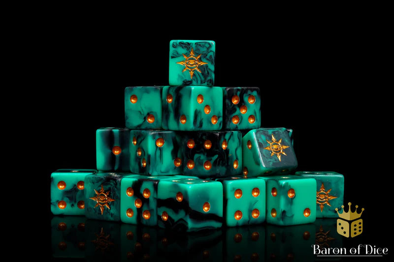 Baron of Dice: "Eye of Chaos - Aquamarine" 25x16mm Square Corner Dice Dice & Gaming Accessories Baron of Dice