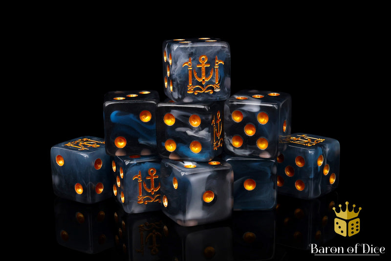 Baron of Dice: "Golden Dockyard" 25x16mm Square Corner Dice Dice & Gaming Accessories Baron of Dice