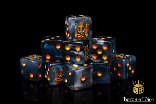 Baron of Dice: "Golden Dockyard" 25x16mm Square Corner Dice Dice & Gaming Accessories Baron of Dice