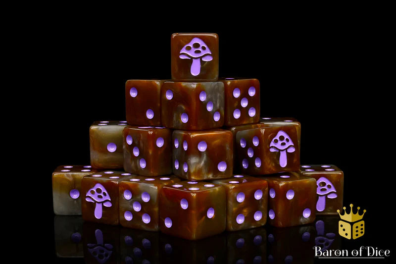 Baron of Dice: "Shroom - Purple" 25x16mm Square Corner Dice Dice & Gaming Accessories Baron of Dice