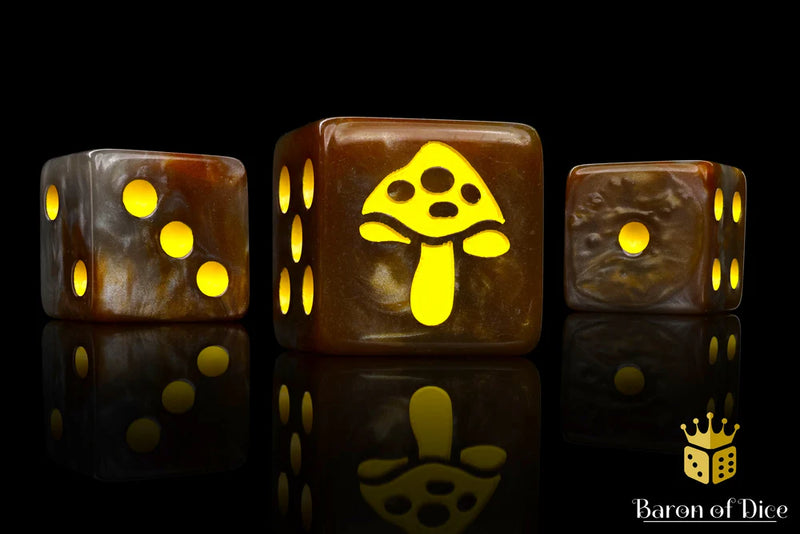 Baron of Dice: "Shroom - Yellow" 25x16mm Square Corner Dice Dice & Gaming Accessories Baron of Dice