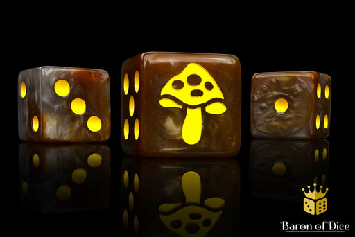Baron of Dice: "Shroom - Yellow" 25x16mm Square Corner Dice Dice & Gaming Accessories Baron of Dice