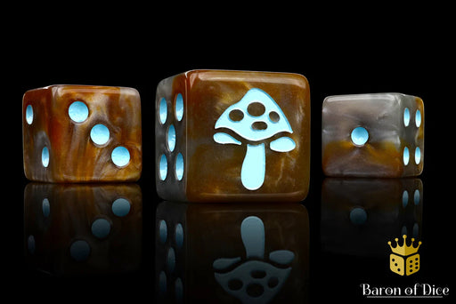 Baron of Dice: "Shroom - Ice Blue" 25x16mm Square Corner Dice Dice & Gaming Accessories Baron of Dice