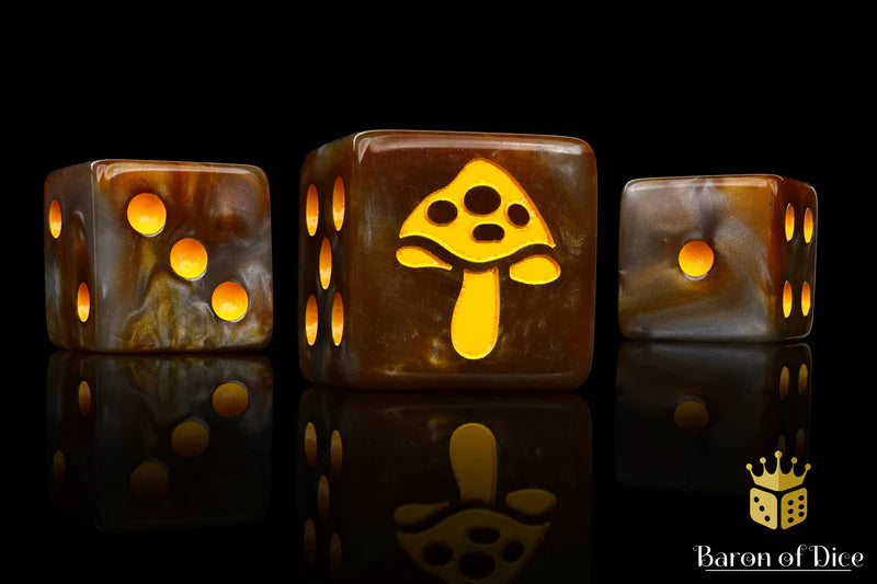 Baron of Dice: "Shroom - Orange" 25x16mm Square Corner Dice Dice & Gaming Accessories Baron of Dice