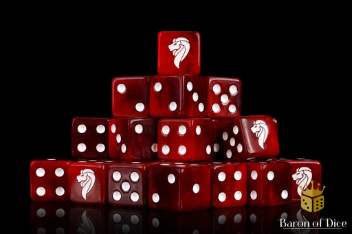Baron of Dice: "Fierce Lions - Blood Red" 25x16mm Square Corner Dice Dice & Gaming Accessories Baron of Dice