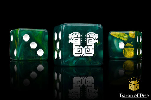 Baron of Dice: "Twin Headed Lizard - Green & Gold" 25x16mm Square Corner Dice Dice & Gaming Accessories Baron of Dice