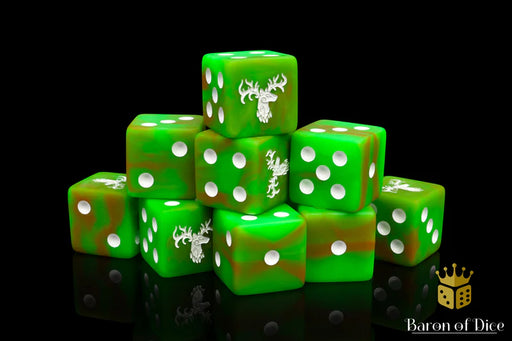 Baron of Dice: "Forest Stag - Green" 25x16mm Square Corner Dice Dice & Gaming Accessories Baron of Dice