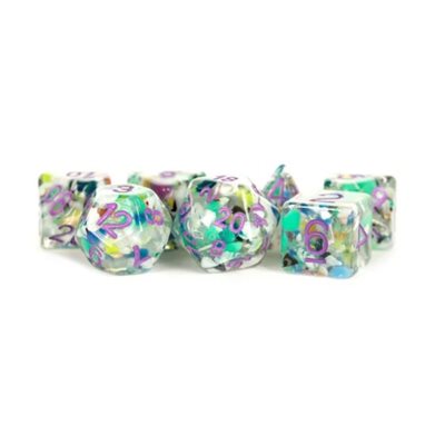 Metallic Dice Games: Resin Recycled Dice w/ Purple 7-Die Set Dice & Gaming Accessories Metallic Dice Games