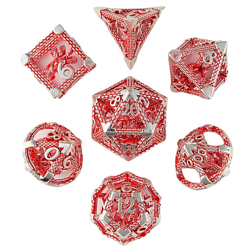 Forged Gaming: Metal 7-Die Set - "Deep Dreamer (Silver/Red)" Dice & Gaming Accessories Forged Gaming