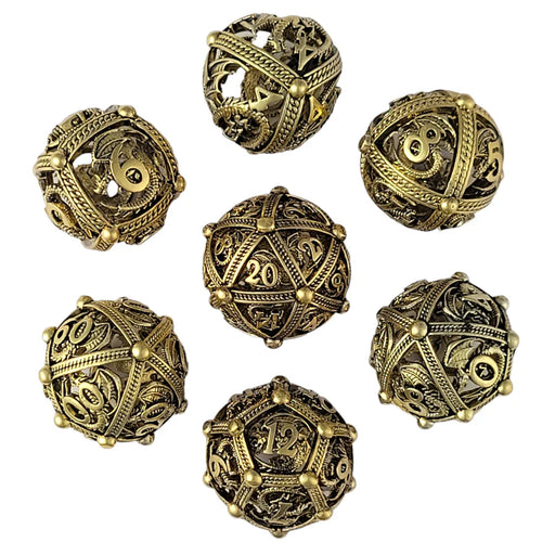 Forged Gaming: Metal 7-Die Set - "Dragon's Bauble (Antique Gold)" Dice & Gaming Accessories Forged Gaming