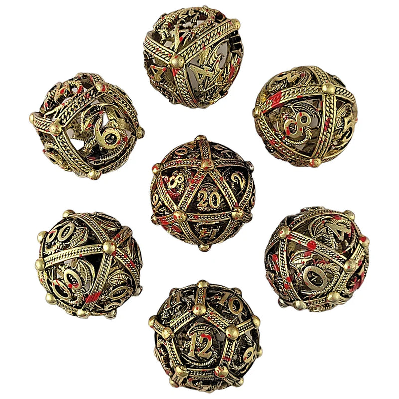 Forged Gaming: Metal 7-Die Set - "Dragon's Bauble (Gold/Blood)" Dice & Gaming Accessories Forged Gaming