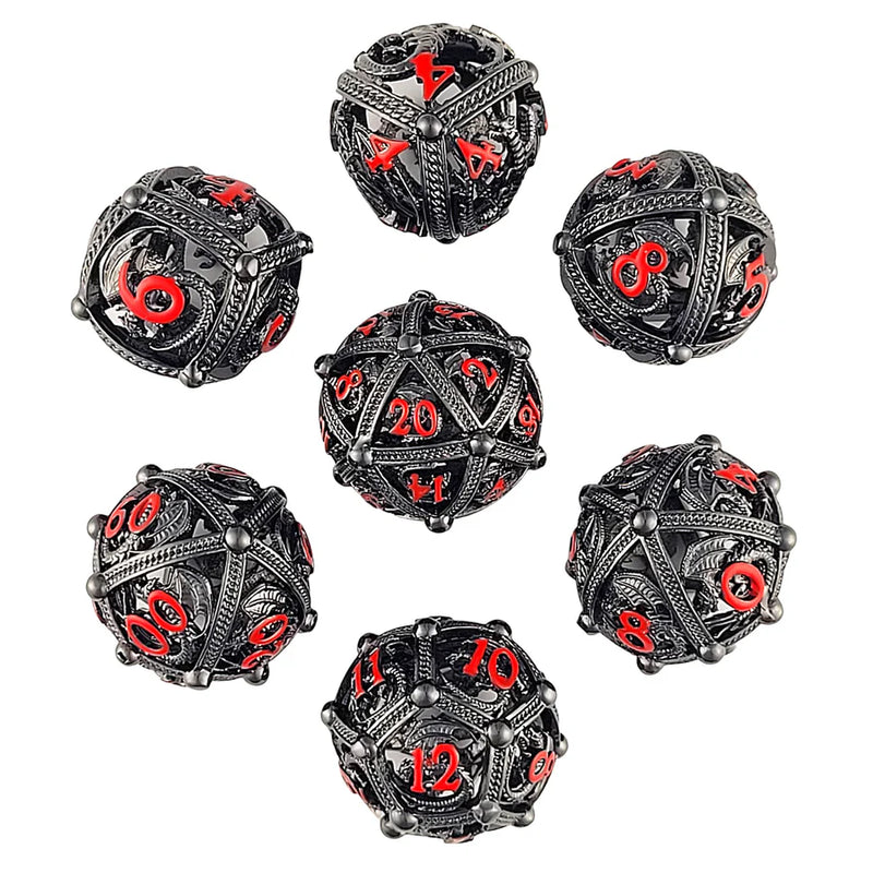 Forged Gaming: Metal 7-Die Set - "Dragon's Bauble (Black/Red)" Dice & Gaming Accessories Forged Gaming