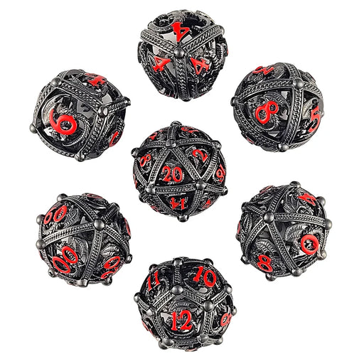 Forged Gaming: Metal 7-Die Set - "Dragon's Bauble (Black/Red)" Dice & Gaming Accessories Forged Gaming