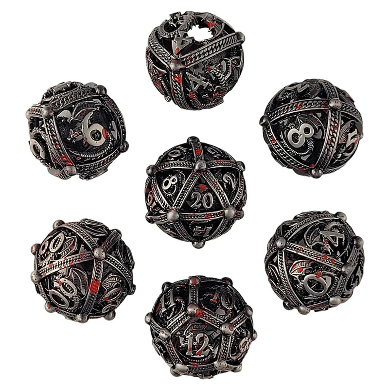 Forged Gaming: Metal 7-Die Set - "Dragon's Bauble (Silver/Blood)" Dice & Gaming Accessories Forged Gaming