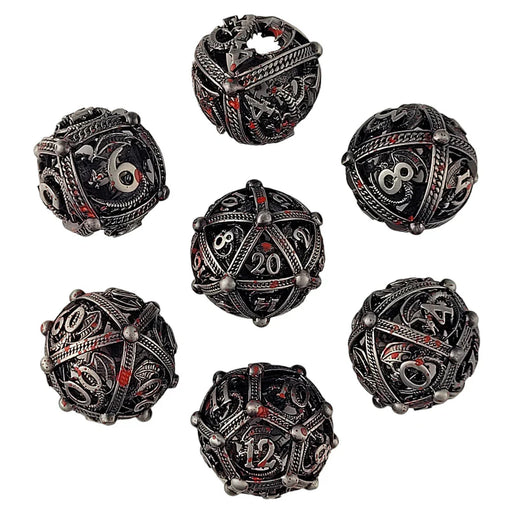 Forged Gaming: Metal 7-Die Set - "Dragon's Bauble (Silver/Blood)" Dice & Gaming Accessories Forged Gaming