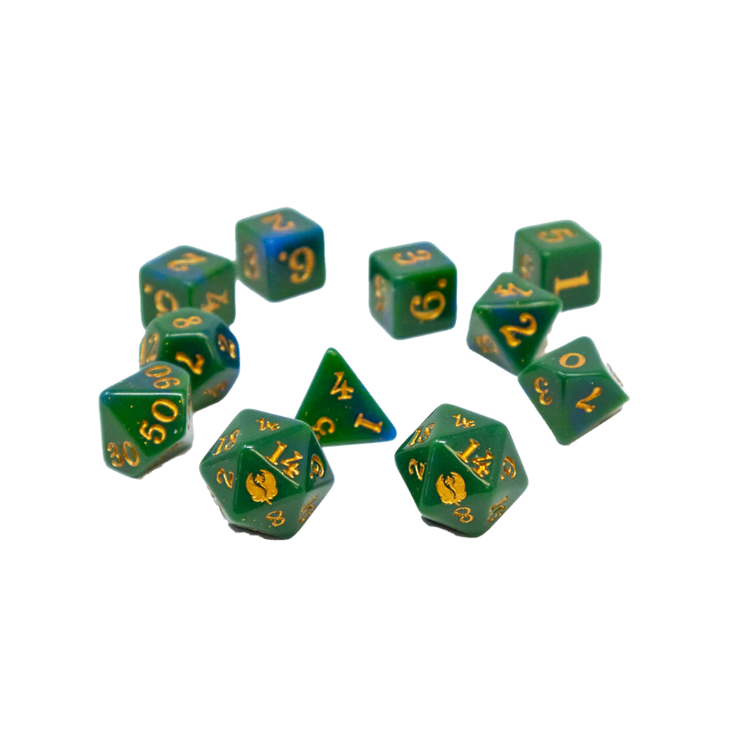 The Field Guide to Floral Dragons: 7-Die Dice Set - Leaf Green Dice & Gaming Accessories Hit Point Press