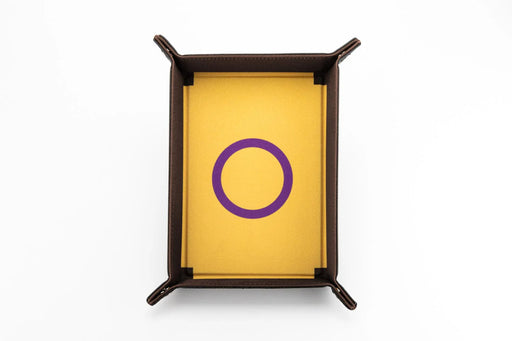 FanRoll: Fold Up Dice Tray - Gaymers Pride Intersex Flag Velvet w/PU Leather Dice & Gaming Accessories Metallic Dice Games