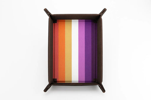 FanRoll: Fold Up Dice Tray - Gaymers Pride Lesbian Flag Velvet w/PU Leather Dice & Gaming Accessories Metallic Dice Games