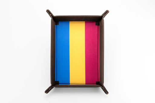 FanRoll: Fold Up Dice Tray - Gaymers Pride Pansexual Flag Velvet w/PU Leather Dice & Gaming Accessories Metallic Dice Games