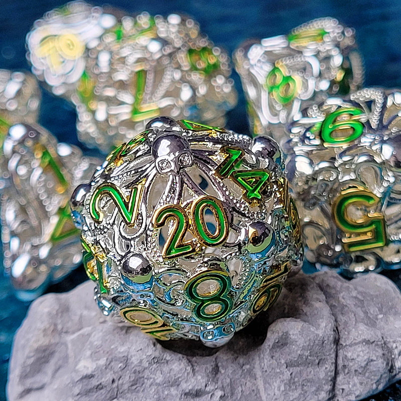 Forged Gaming: Metal 7-Die Set - "Fathomless Fate (Silver)" Dice & Gaming Accessories Forged Gaming