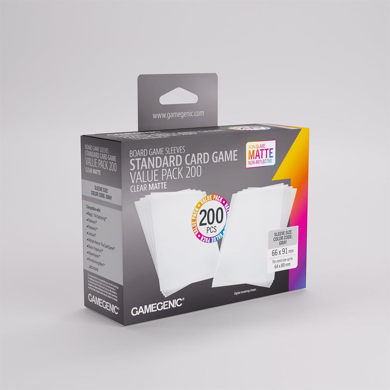Gamegenic: Matte Standard Card Game Value Pack Sleeves - Clear 200Ct Card Sleeves Gamegenic
