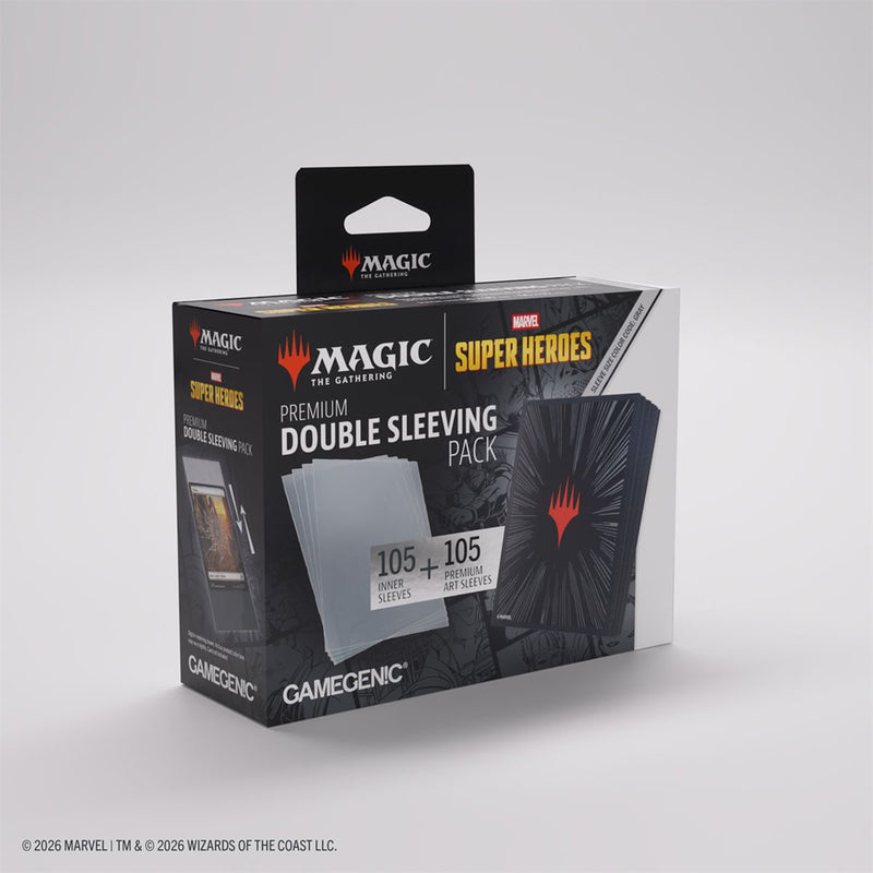 Gamegenic: Premium Double Sleeving Pack - "Black Comic Burst" MTG Marvel Super Heroes 105Ct Card Sleeves Gamegenic