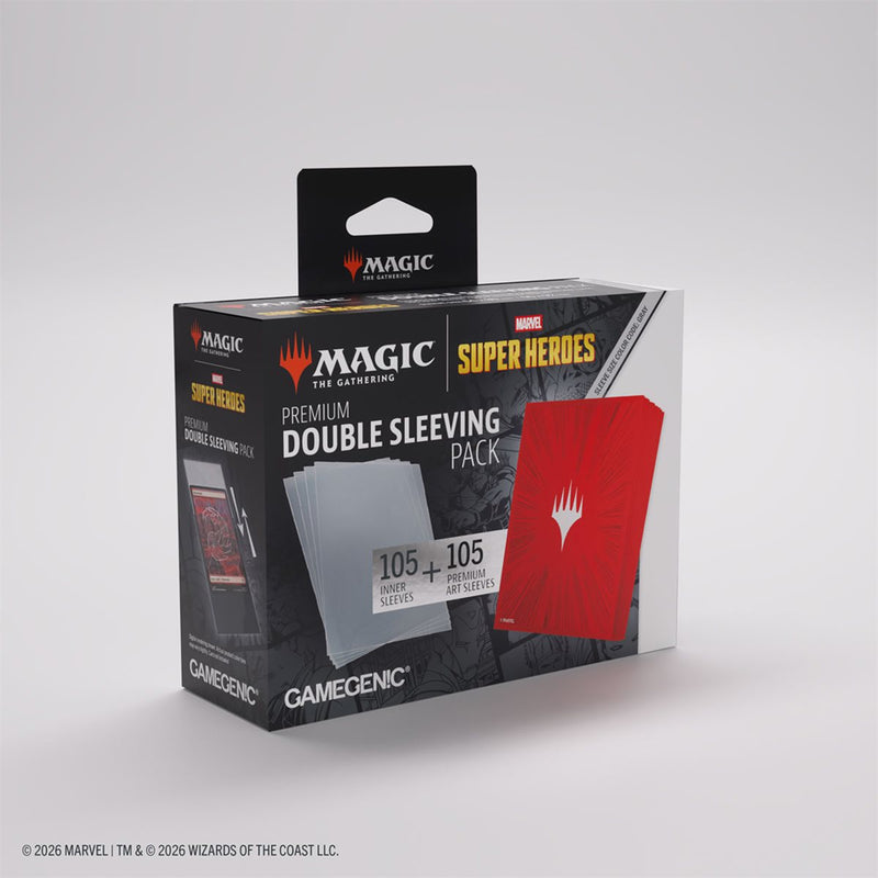 Gamegenic: Premium Double Sleeving Pack - "Red Comic Burst" MTG Marvel Super Heroes 105Ct Card Sleeves Gamegenic