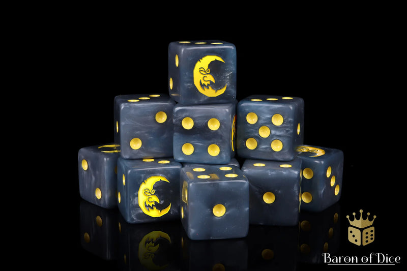 Baron of Dice: "Moon Grey" 25x12mm Square Corner Dice Dice & Gaming Accessories Baron of Dice