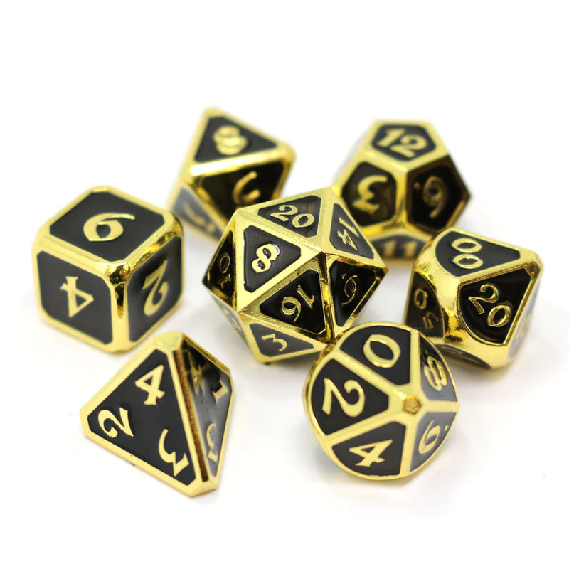 Die Hard Dice: Mythica 7-Die Set Gold Onyx Dice & Gaming Accessories Die Hard Dice
