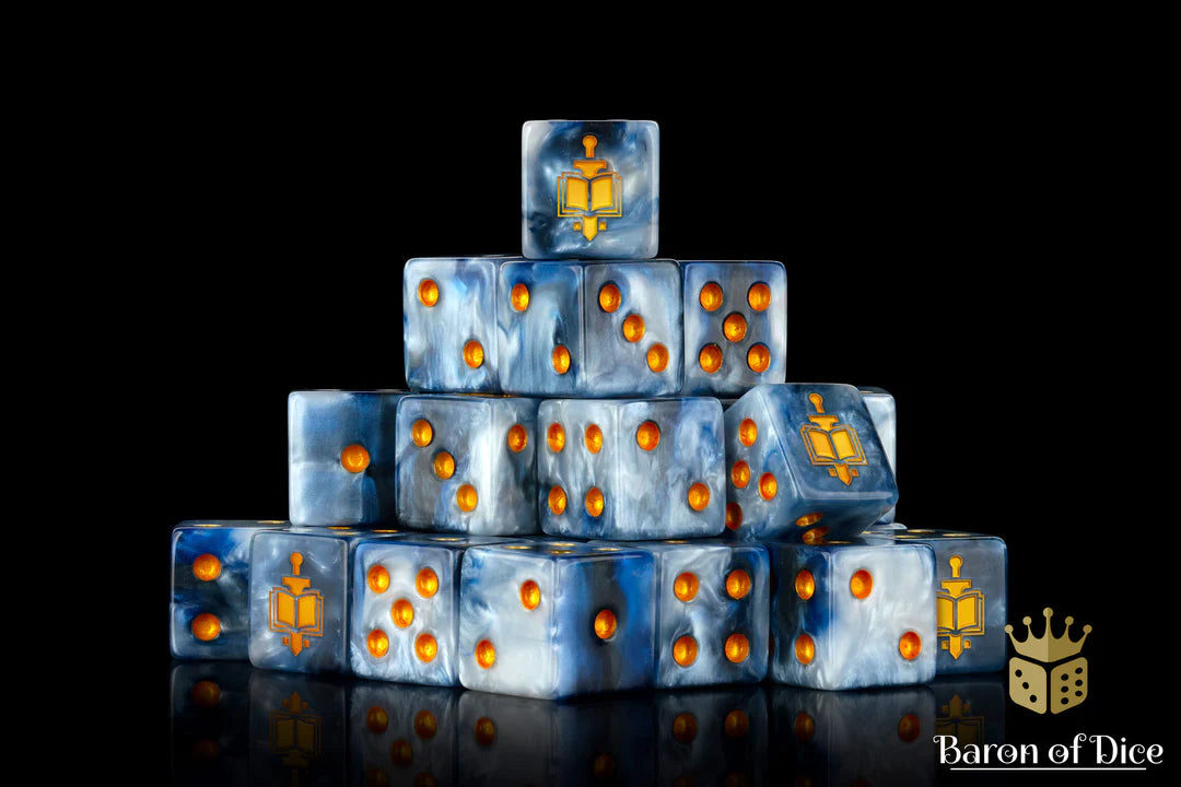 Baron of Dice: "Golden Tome" 25x16mm Square Corner Dice Dice & Gaming Accessories Baron of Dice