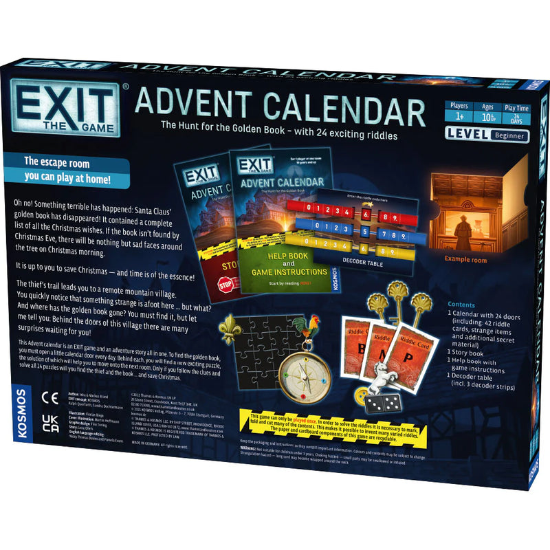 Exit: Advent Calendar - The Hunt For The Golden Book (2022) Board Games Kosmos   