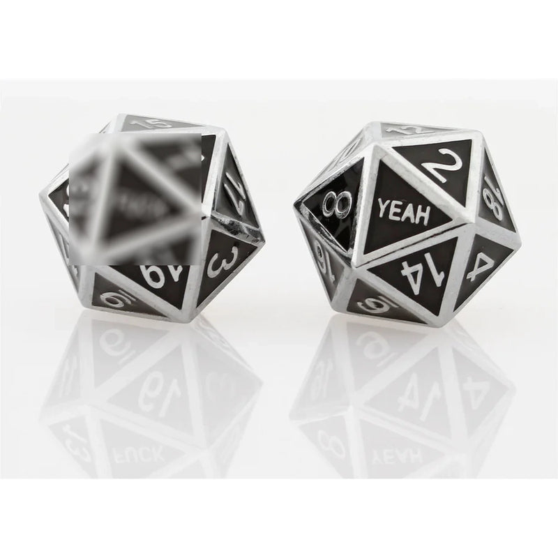 Forged Gaming: Metal 2D20 Dice Set - "F*** Yeah (Black/Silver)" Dice & Gaming Accessories Forged Gaming