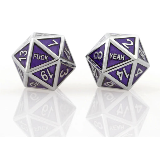 Forged Gaming: Metal 2D20 Dice Set - "F*** Yeah (Purple/Silver)" Dice & Gaming Accessories Forged Gaming