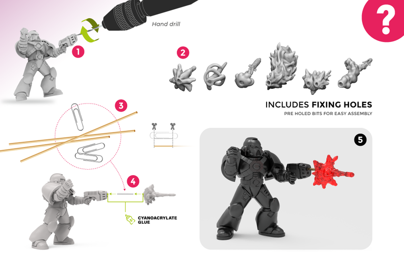 Green Stuff World: 3D printed set - Special Effects: Pistol Muzzle Flash Model Tools & Glue Green Stuff World