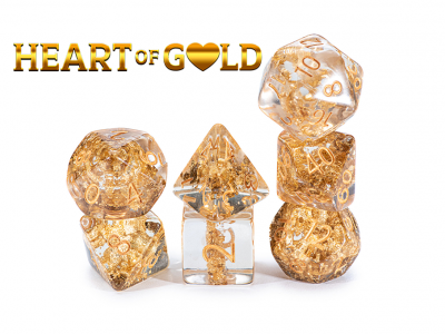 Gate Keeper Games: "Heart of Gold" Neutron Dice 7-Die Set Dice & Gaming Accessories Gate Keeper Games