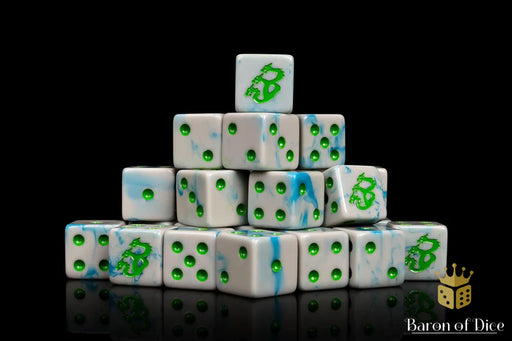 Baron of Dice: "Hydra - White Shadow" 25x16mm Square Corner Dice Dice & Gaming Accessories Baron of Dice