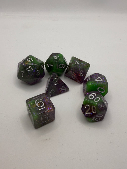 Seriously Good Dice: Fantastic Marble 7 Die Set "Glittering Toxic Waste" Dice & Gaming Accessories Taps Imports