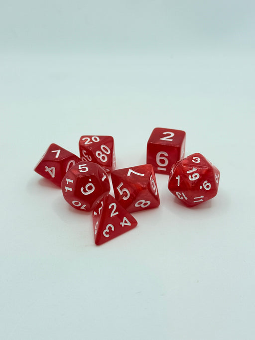 Taps Games: Opaque 7-Die Set Red / White "Rubies" Dice & Gaming Accessories Taps Imports