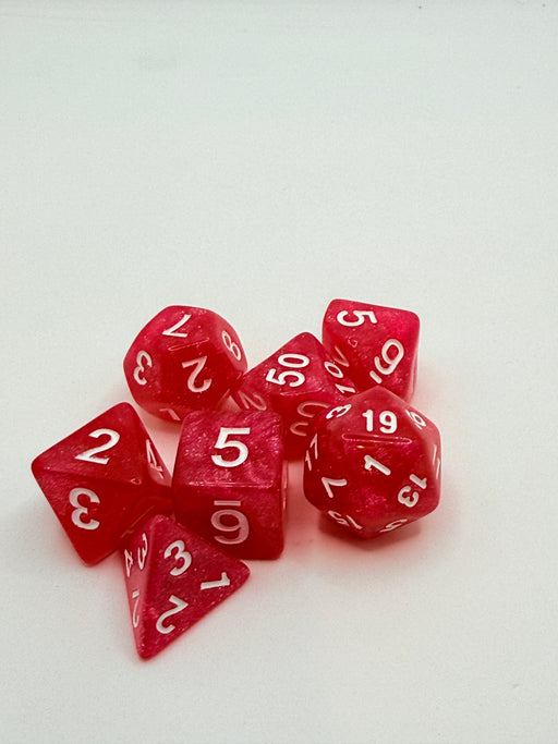 Taps Games: Sparkles 7-Die Set Pink / White "Spinel" Dice & Gaming Accessories Taps Imports