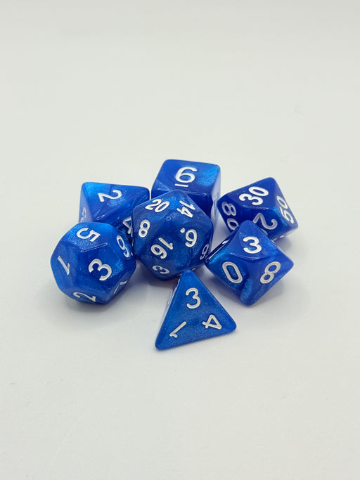 Taps Games: Sparkles 7-Die Set Blue / White "Zircon" Dice & Gaming Accessories Taps Imports
