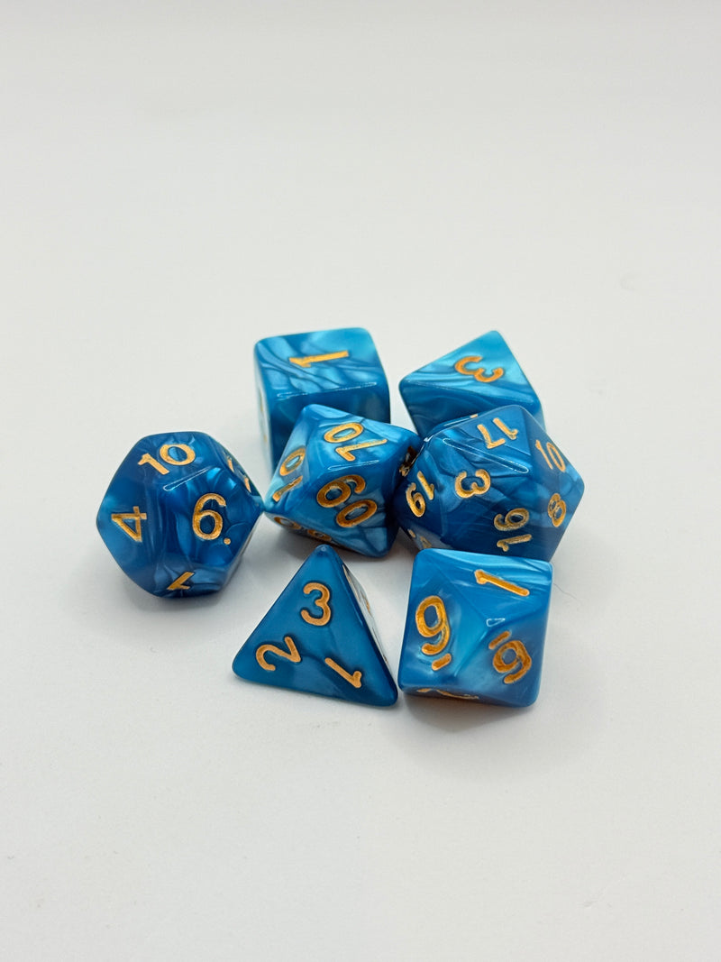 Taps Games: Opaque 7-Die Set Turquoise / Gold " Turquoise" Dice & Gaming Accessories Taps Imports