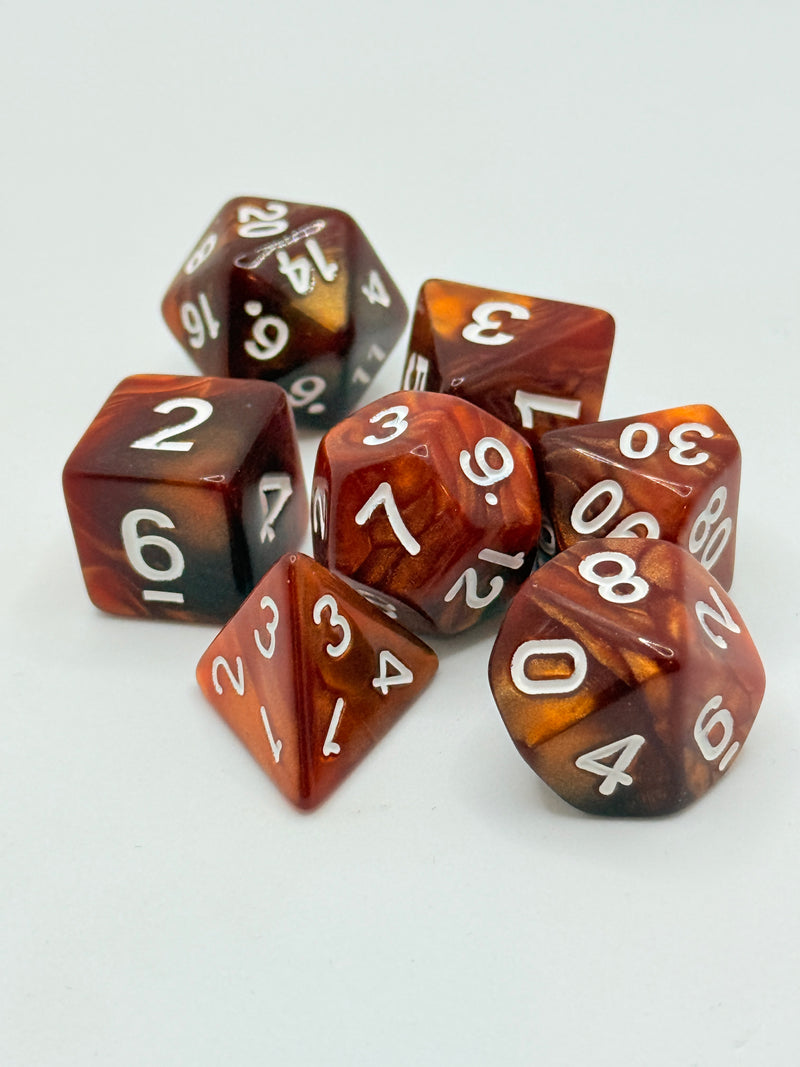 Taps Games: Opaque 7-Die Set Copper / White "Copper" Dice & Gaming Accessories Taps Imports