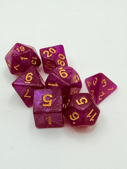 Taps Games: Sparkle 7-Die Set Purple / Gold "Charoite" Dice & Gaming Accessories Taps Imports